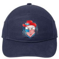 Red White and Blue Cowboy Cat 7-Panel Snapback Hat