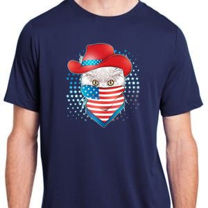 Red White and Blue Cowboy Cat Adult ChromaSoft Performance T-Shirt