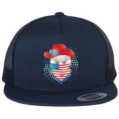 Red White and Blue Cowboy Cat Flatbill Hat