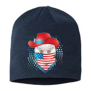 Red White and Blue Cowboy Cat Sustainable Beanie