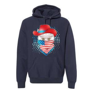 Red White and Blue Cowboy Cat Premium Hoodie