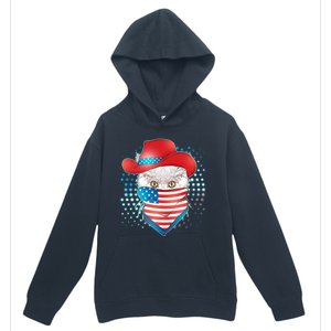 Red White and Blue Cowboy Cat Urban Pullover Hoodie