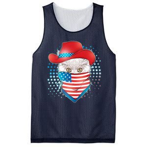 Red White and Blue Cowboy Cat Mesh Reversible Basketball Jersey Tank