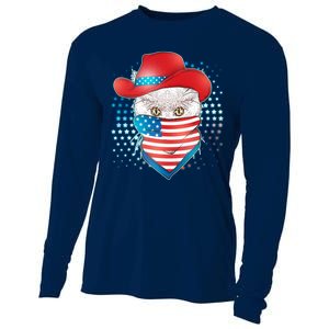 Red White and Blue Cowboy Cat Cooling Performance Long Sleeve Crew