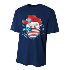 Red White and Blue Cowboy Cat Performance Sprint T-Shirt