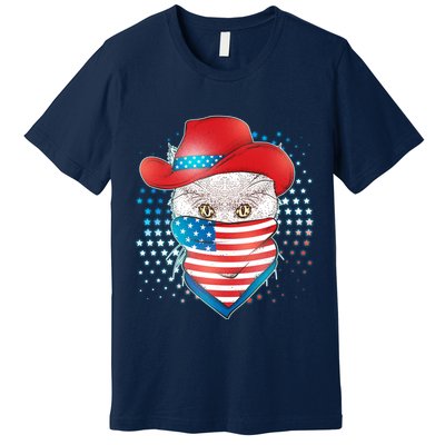 Red White and Blue Cowboy Cat Premium T-Shirt