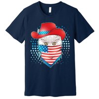 Red White and Blue Cowboy Cat Premium T-Shirt