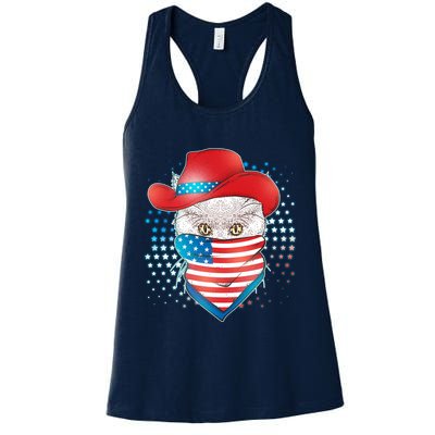 Red White and Blue Cowboy Cat Womens Tank Top