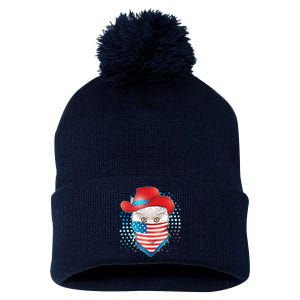 Red White and Blue Cowboy Cat Pom Pom 12in Knit Beanie