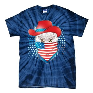 Red White and Blue Cowboy Cat Tie-Dye T-Shirt