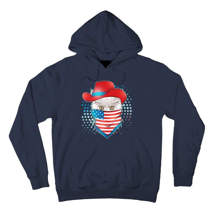 Red White and Blue Cowboy Cat Tall Hoodie