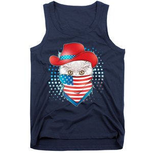 Red White and Blue Cowboy Cat Tank Top