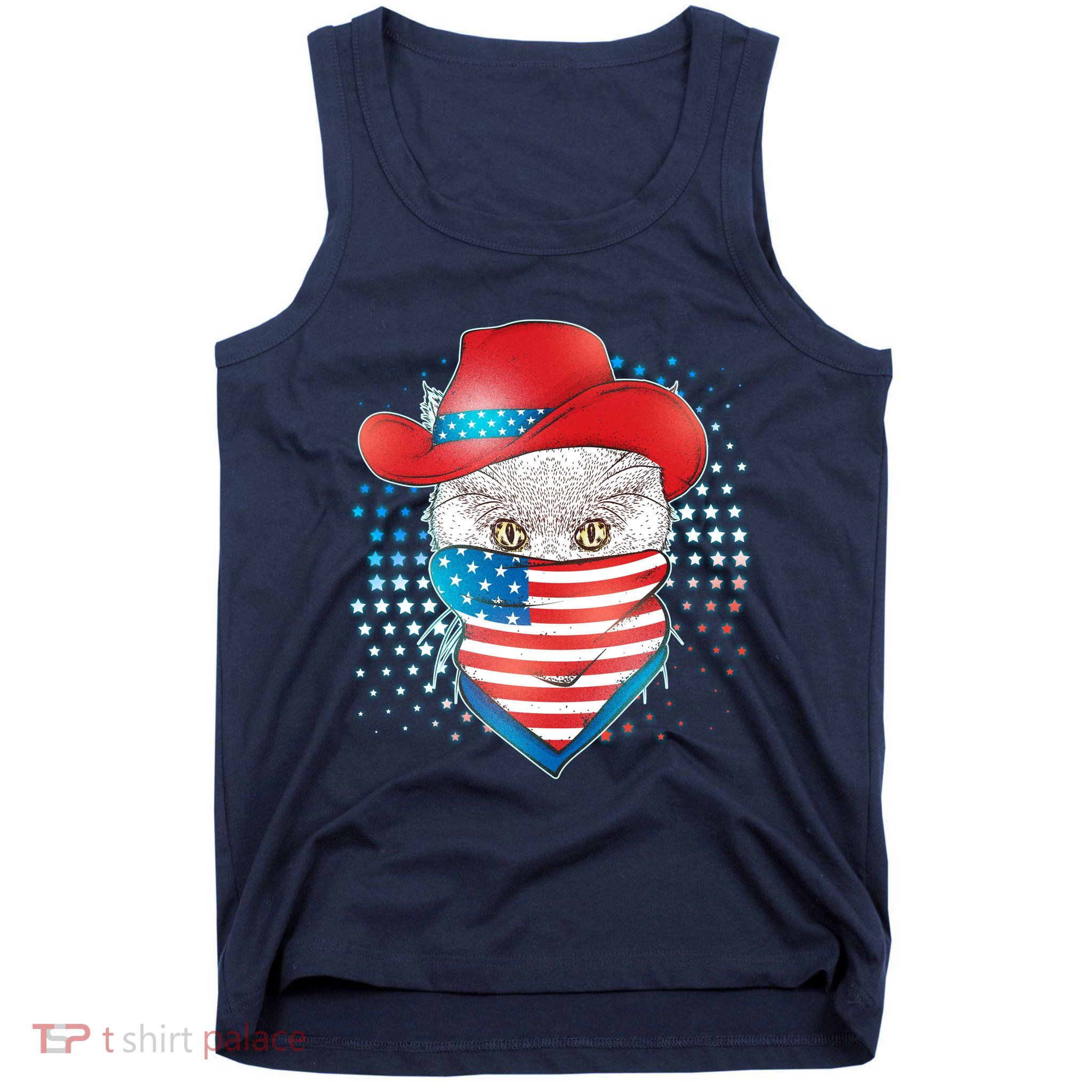 Red White and Blue Cowboy Cat Tank Top