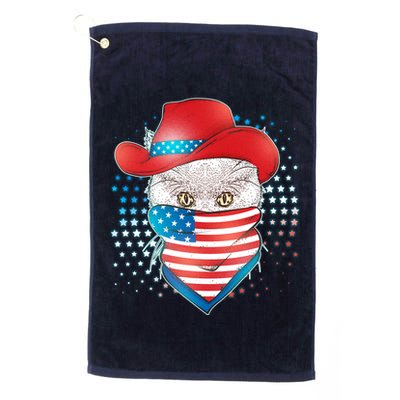 Red White and Blue Cowboy Cat Golf Towel