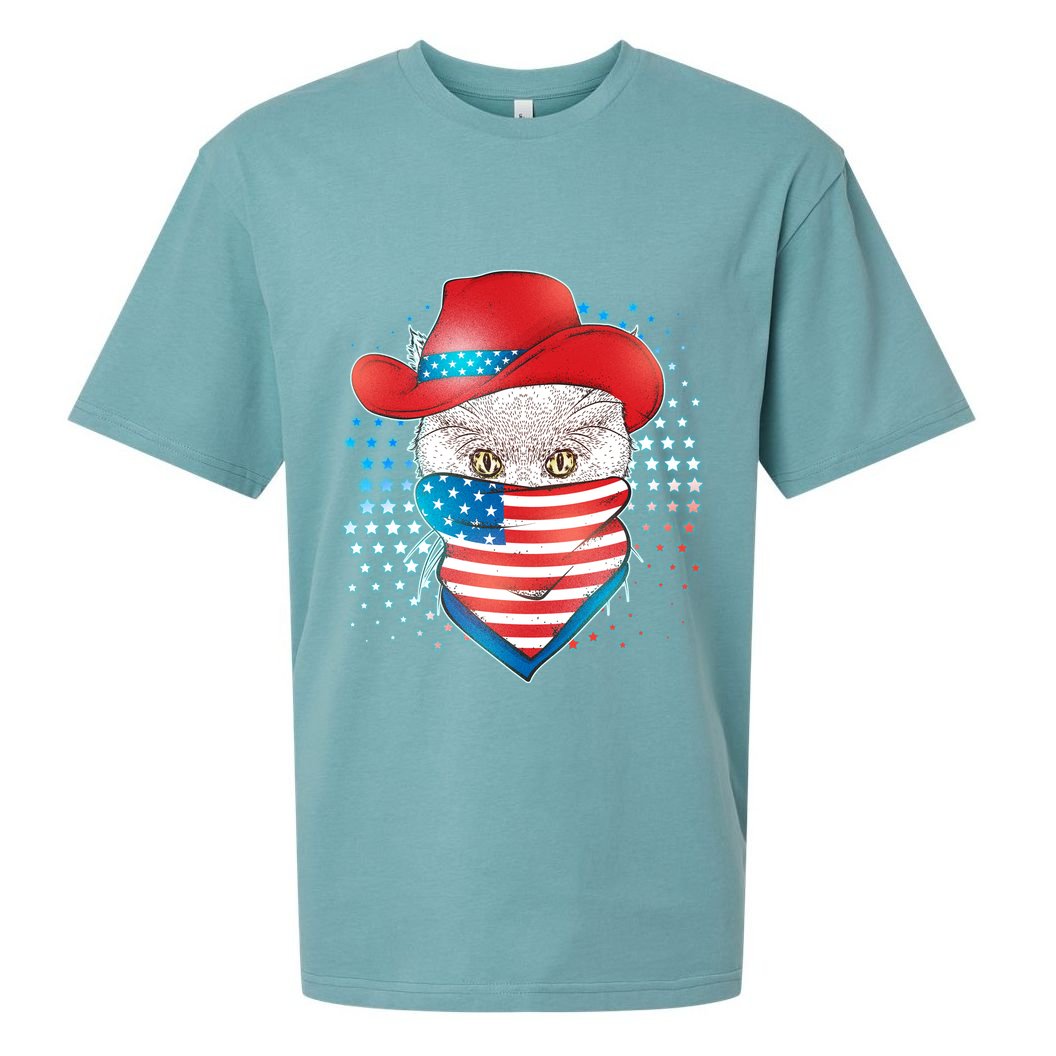 Red White and Blue Cowboy Cat Sueded Cloud Jersey T-Shirt
