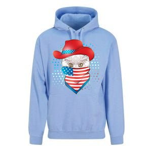 Red White and Blue Cowboy Cat Unisex Surf Hoodie