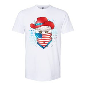 Red White and Blue Cowboy Cat Softstyle CVC T-Shirt