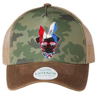 Red White And Blue Hipster Pug Legacy Tie Dye Trucker Hat