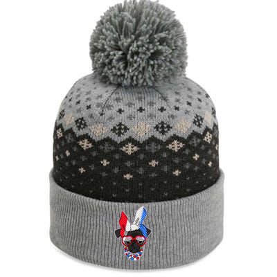 Red White And Blue Hipster Pug The Baniff Cuffed Pom Beanie