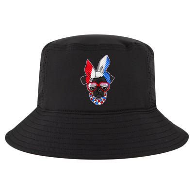 Red White And Blue Hipster Pug Cool Comfort Performance Bucket Hat