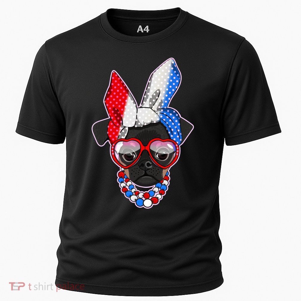 Red White And Blue Hipster Pug Performance Shirt
