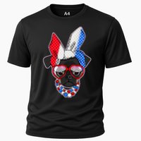 Red White And Blue Hipster Pug Cooling Performance Crew T-Shirt