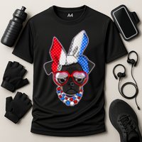 Red White And Blue Hipster Pug Cooling Performance Crew T-Shirt