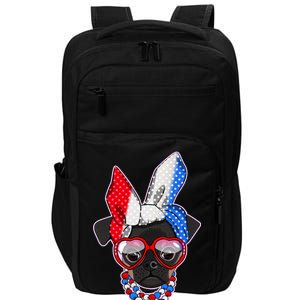 Red White And Blue Hipster Pug Impact Tech Backpack