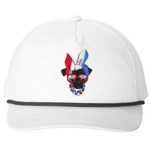 Red White And Blue Hipster Pug Snapback Five-Panel Rope Hat