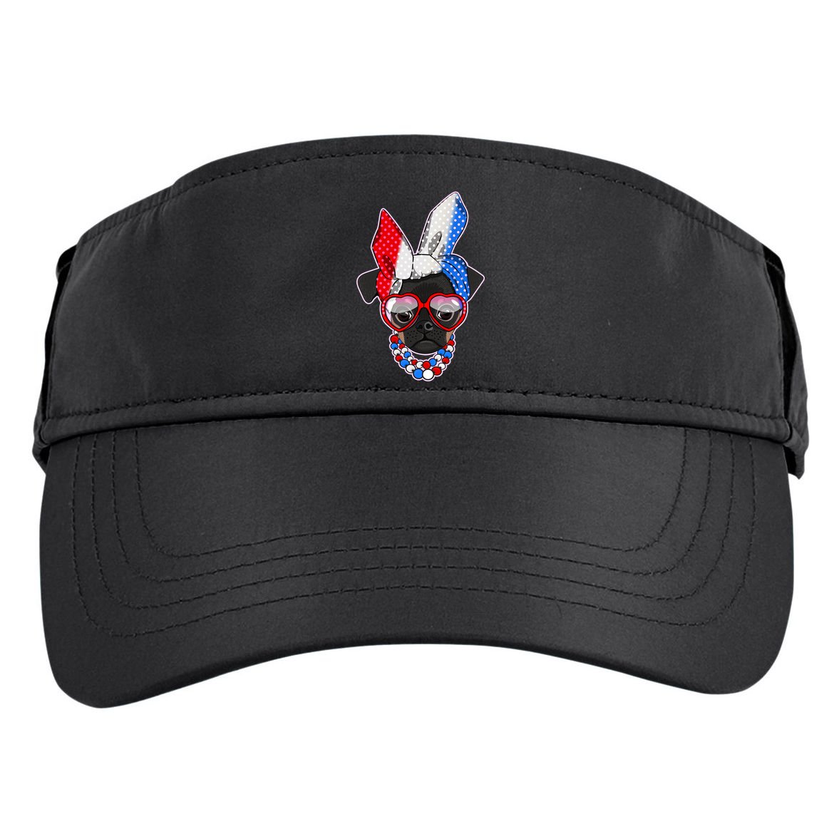 Red White And Blue Hipster Pug Adult Drive Performance Visor