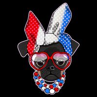 Red White And Blue Hipster Pug Bucket Hat