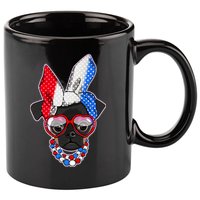 Red White And Blue Hipster Pug 11oz C Handle Ceramic Mug