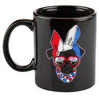 Red White And Blue Hipster Pug 11oz C Handle Ceramic Mug