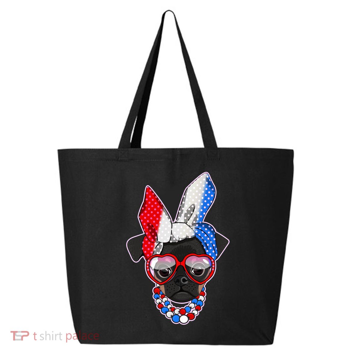Red White And Blue Hipster Pug 25L Jumbo Tote