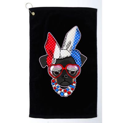 Red White And Blue Hipster Pug Golf Towel