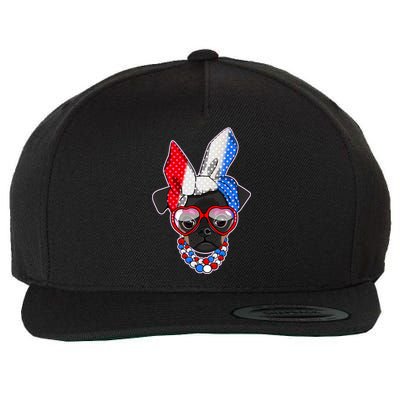 Red White And Blue Hipster Pug Wool Snapback Cap