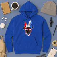 Red White And Blue Hipster Pug Hoodie