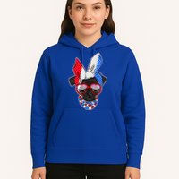 Red White And Blue Hipster Pug Hoodie
