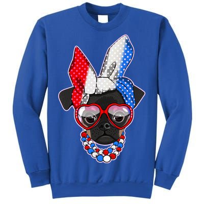 Red White And Blue Hipster Pug Sweatshirt