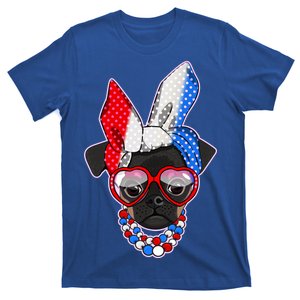 Red White And Blue Hipster Pug T-Shirt