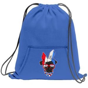 Red White And Blue Hipster Pug Sweatshirt Cinch Pack Bag