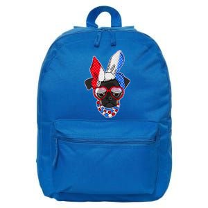 Red White And Blue Hipster Pug 16 in Basic Backpack