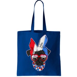 Red White And Blue Hipster Pug Tote Bag