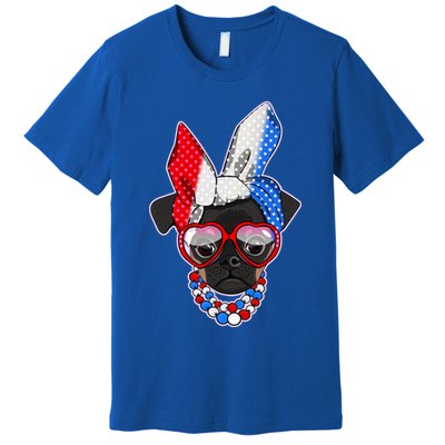 Red White And Blue Hipster Pug Premium T-Shirt