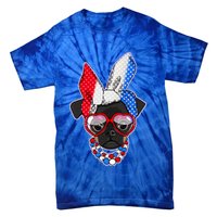 Red White And Blue Hipster Pug Tie-Dye T-Shirt