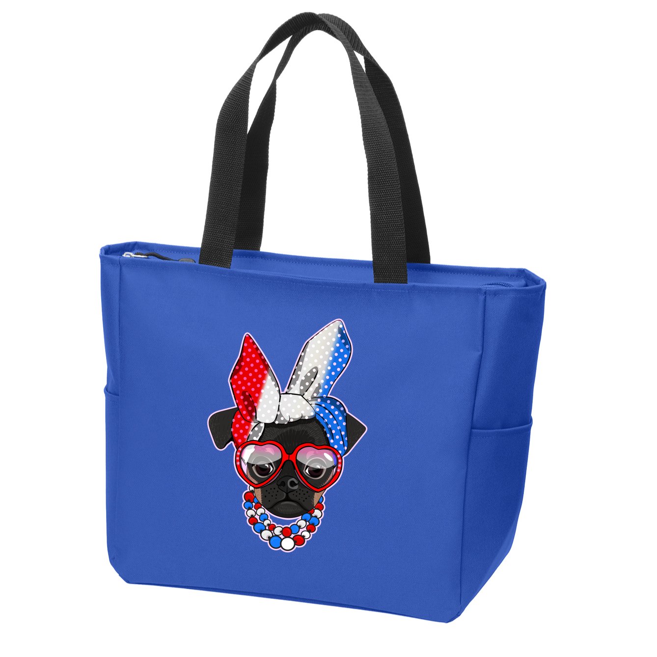 Red White And Blue Hipster Pug Zip Tote Bag