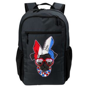 Red White And Blue Hipster Pug Daily Commute Backpack