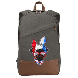 Red White And Blue Hipster Pug Cotton Canvas Backpack