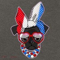 Red White And Blue Hipster Pug Cotton Canvas Backpack