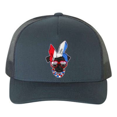 Red White And Blue Hipster Pug Yupoong Adult 5-Panel Trucker Hat